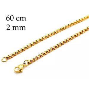Cadena Acero Dorado Eslabón Cuadrado 60cm Premium 2mm Collar